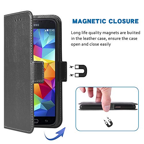 Phone Case For Samsung Galaxy S5 Folio Flip Wallet Case,Pu Leather Credit Card Holder Slots Heavy Duty Full Body Protection Kickstand Protective Phone Cover For Galaxys5 S 5 Sv I9600 Men Black #TOP4