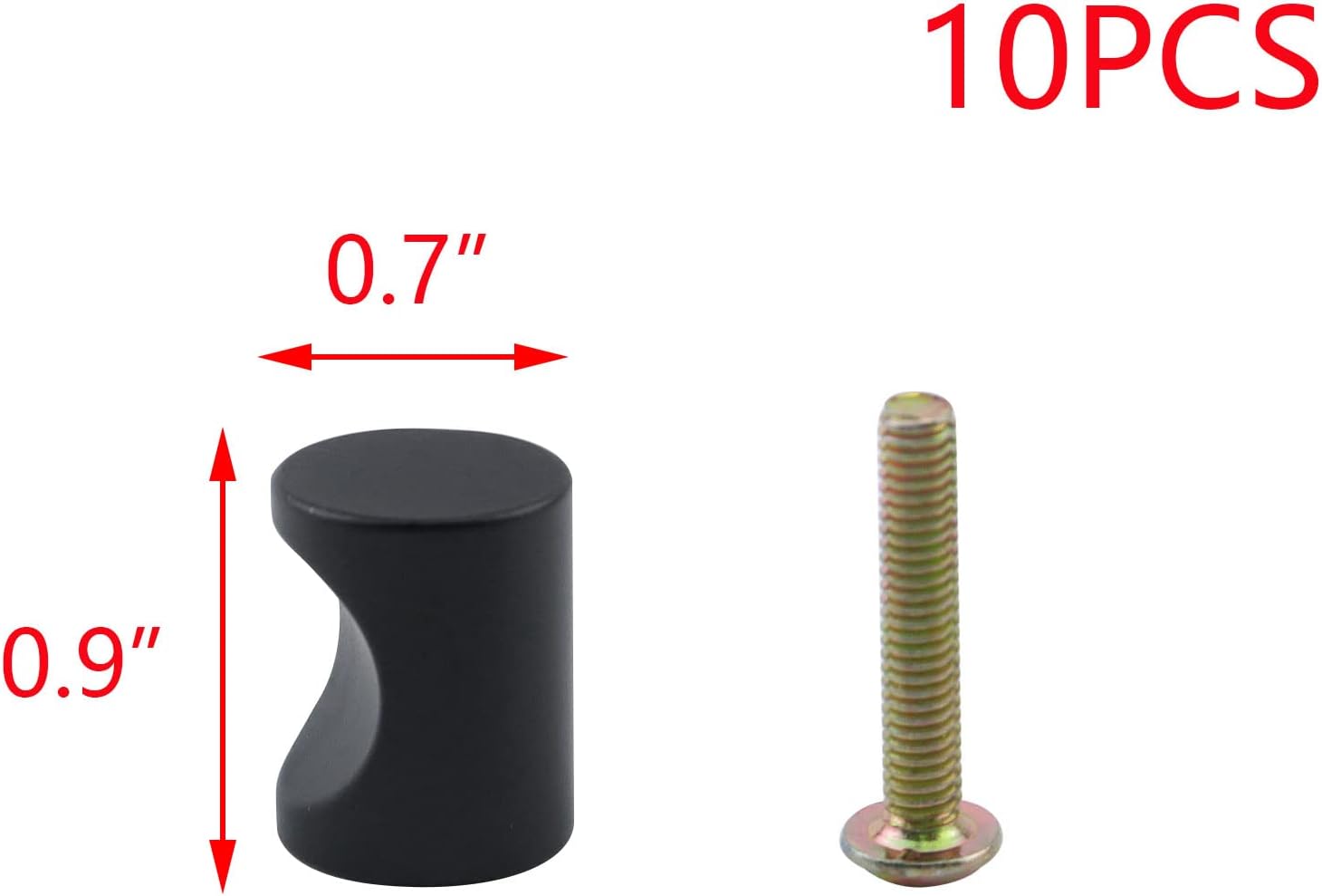 T Tulead Aluminum Alloy Cylinder Drawer Pulls Wardrobe Knobs Modern Cylindrical Handle for Cabinet,Dresser with Mounting Screws Pack of 10(Matte Black,0.7"x0.9")