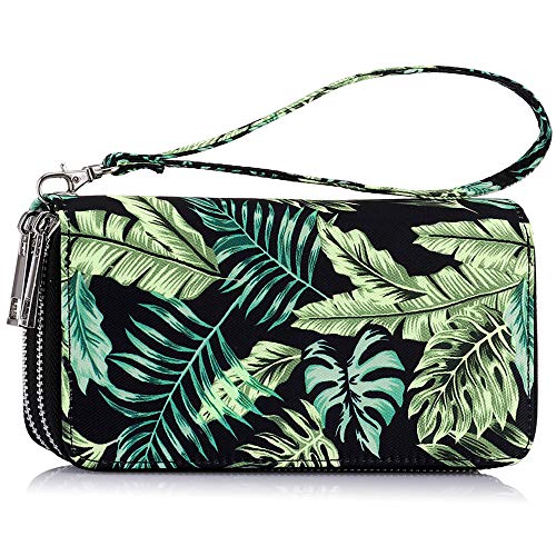 Image of XEYOU Double Zipper Long Clutch Wallet Cellphone Wallet for Women with Removable Wristlet Strap for Credit Card, Cash, Coin, Bill