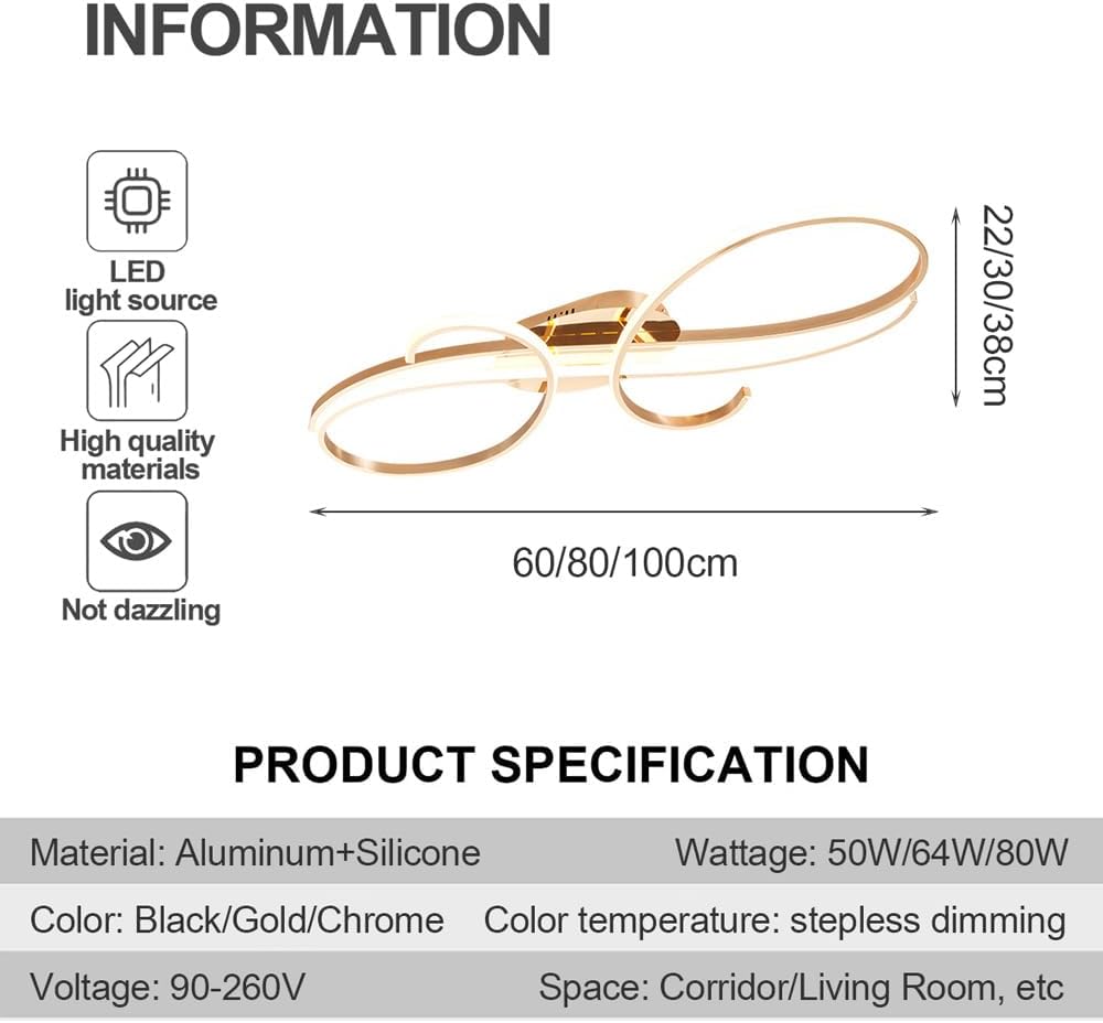 LED Dimmable Ceiling Light Modern Linear Flush Mount Ceiling Lamp Acrylic Lampshade Chandelier Bedroom Kitchen Living Room Interior Decorative Lighting Fixture