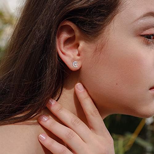 Tree of Life Earrings for Women 925 Sterling Silver Stud Earrings Jewellery Gift for Her Girls Girlfriend Ladies Mother 