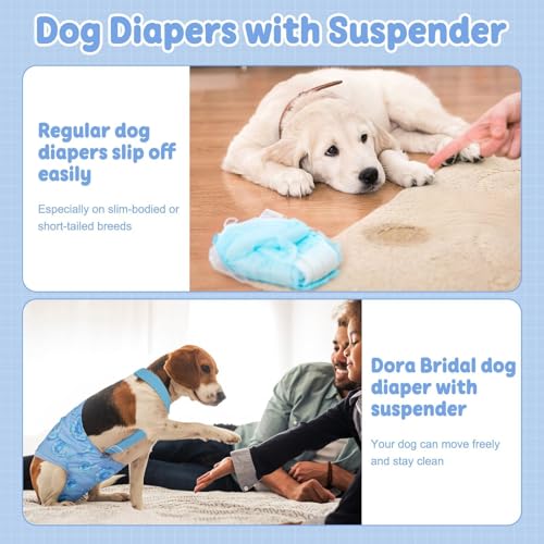 Image of Reusable Female Dog Diapers with Suspender, Washable Dog Period Panties, Highly Absorbent Female Dogs Diapers for Heat Incontinence, X-Large