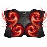 Xtrempro Portable Metal Mesh Laptop Cooler Cooling Pad, 4 Quiet Fans w/Red LED Light, Adjustable Height, Up to 17' Inch Notebook, 2 USB Interface w/Speed Control Switch, Non-Slip - Black (11148)