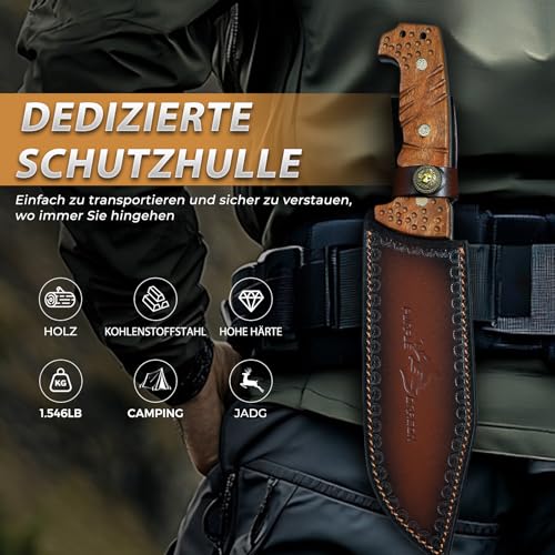 Purple Dragon Großes Outdoor Messer – 7mm Klingenrücken, Full Tang Survival Messer aus Hochkohlenstoffstahl, Machete mit Scheide, Ideal für Bushcraft, Camping, Holz hacken, Geschenk für Männer, Khaki
