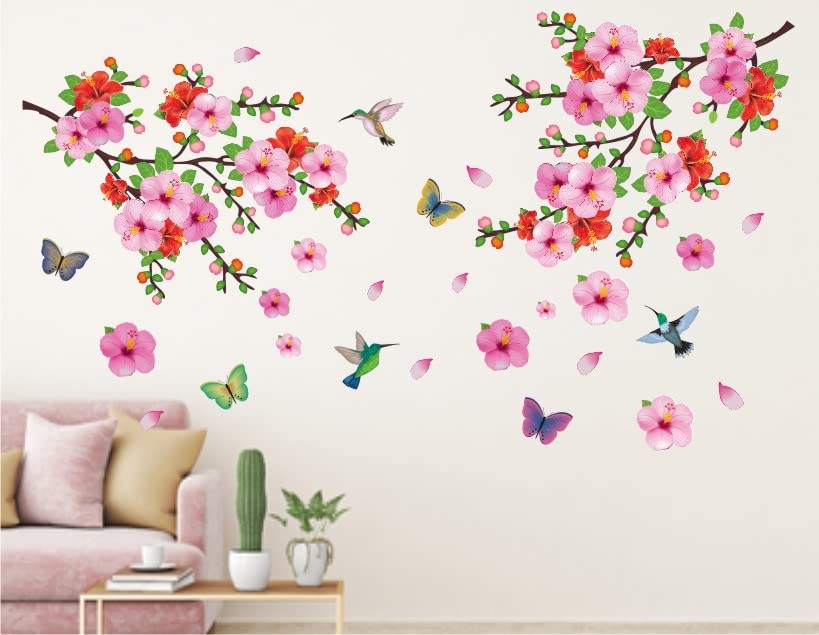 Heaven Decors Branches with Flowers and Birds Flying  Large Wall Sticker (Ideal Size on Wall: 130 cm x 74 cm),Multicolour (B0C4JWBNQ3) Amazon Price History, Amazon Price Tracker