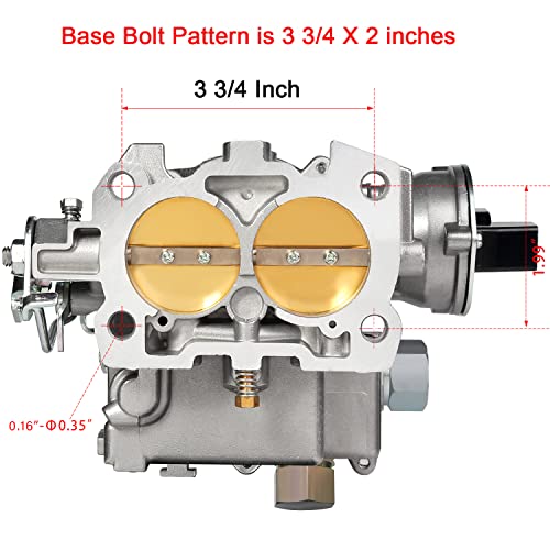 Marine Carburetor 2 Barrel Carb For Mercruiser Rochester 3.0 2.5L 4Cyl Mercury Engine With Electric Choke Jets & Gaskets Long Linkage No.3310-864940A01, Base Bolt Pattern Is 3 3/4 X 2 Inches #TOP1