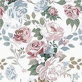 Lativo Floral Contact Paper Peel and Stick Pink Flower Wallpaper for Bedroom Boho Contact Paper for Cabinets Drawers Self Adhesive Removable Wallpaper Peony Roses Shelf Liner Nursery 17.3inW 78.7inL