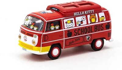 VW Type II (T2) Van Red Capsule School Bus Collab64 Series 1/64 Diecast Model Car by Schuco & Tarmac Works T64S-010-HK