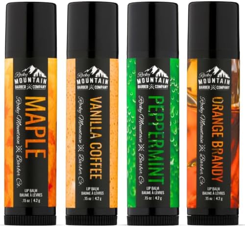 Rocky Mountain Barber Company Lip Balm Variety Set for Men, 4-Pack