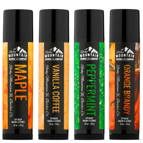 Rocky Mountain Barber Company Lip Balm Variety Set for Men, 4-Pack