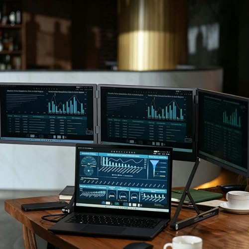 Image of VSDISPLAY 14'' Triple Laptop Screen Extender Portable Triple Monitor | 1920x1200 IPS Foldable Display for 13-17'' Laptops,with USB-C & H /D Interfaces,for Create Quad Screens Workstation