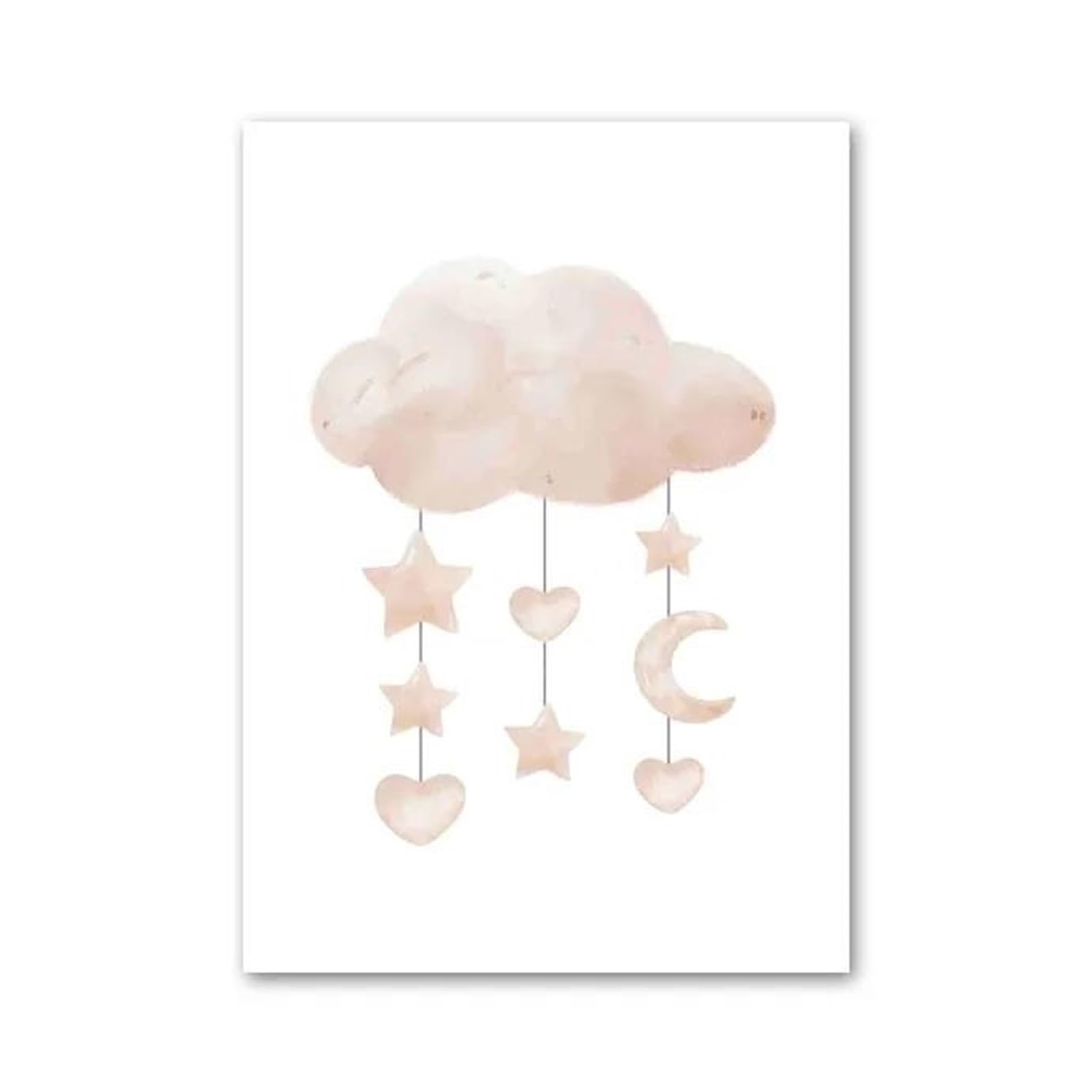 XENITE Wall Art Canvas Prints Cute Elephant Hot Balloon Moon Rainbow Cloud Nursery Wall Art Canvas Painting No Frame Prints Pictures Kids Room Decor(E,30x40cm)