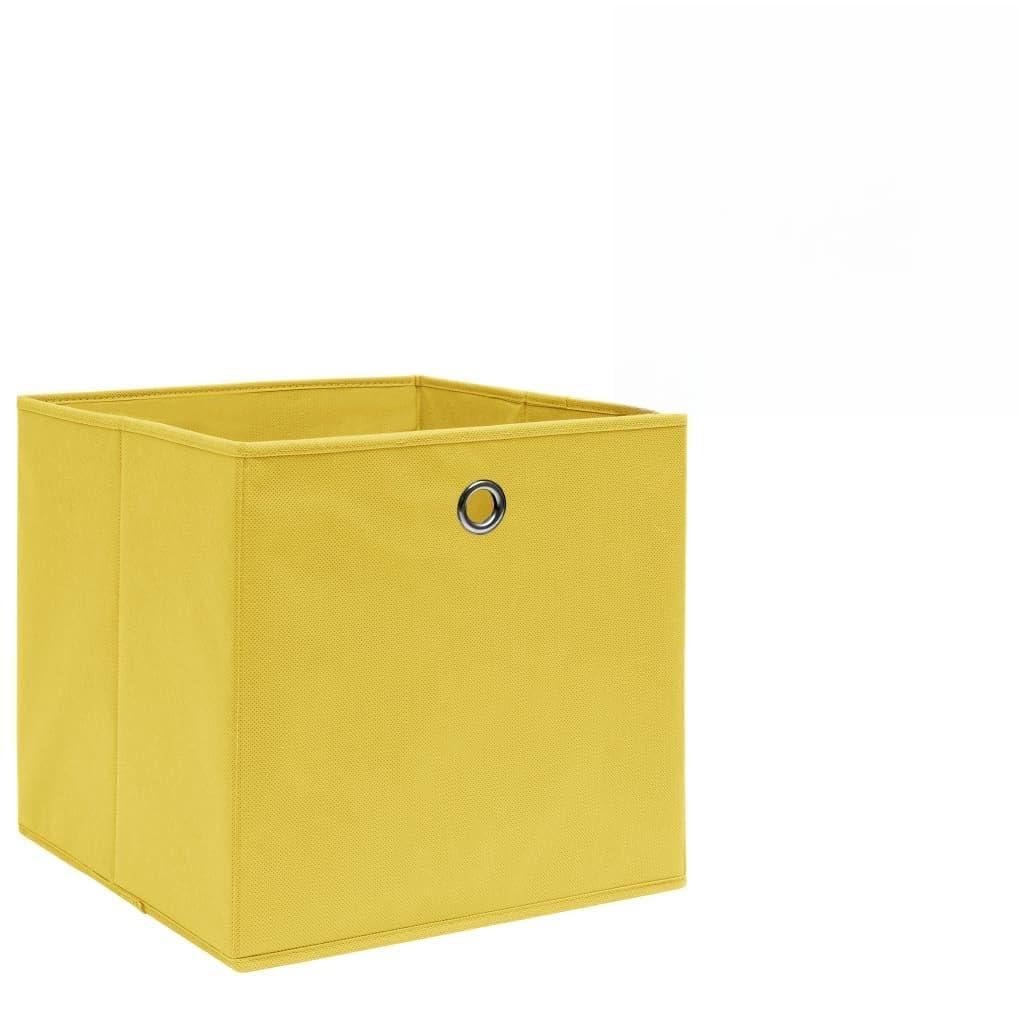 10er Set Aufbewahrungsboxen 28x28x28 cm aus Vliesstoff - Faltbare Ordnungsboxen für Kleiderschrank - Gelb