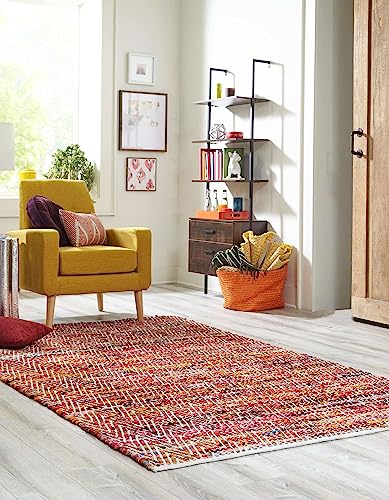 Image of Unique Loom Chindi Chevron Collection Area Rug - Claire (2' x 3' 1 inch Rectangle, Multi / Black)