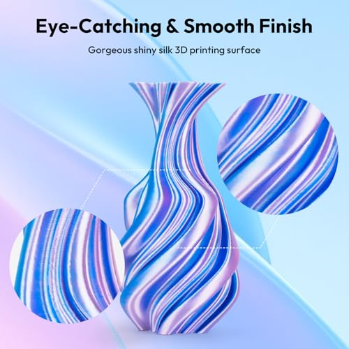 Image of AMOLEN Silk PLA 3D Printer Filament, Dual Color Sky Blue Pink PLA 1.75mm, Shiny Color Change Filament 3D Printing PLA Filament for Most FDM 3D Printer, 1kg Spool(2.2lbs)