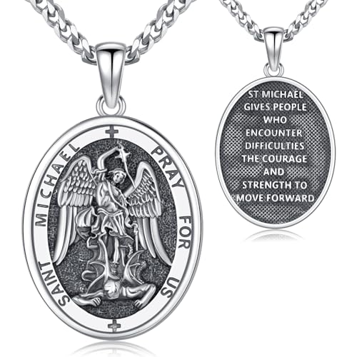 Friggem St Michael Necklace for Men Women Archangel Michael Pendant Medals