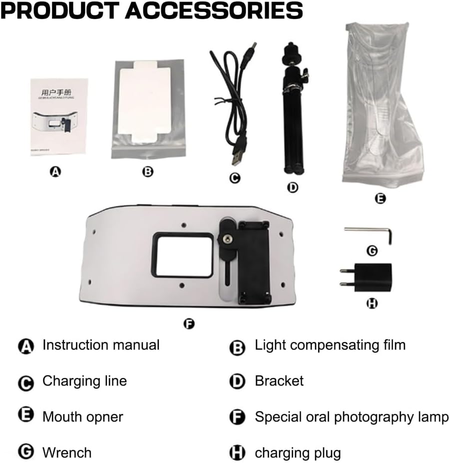 Mobile Dental Photography Light, Dental Photography Filling Light with 20 LED Lights Dental Photography Aid 6000-6500K Adjustable