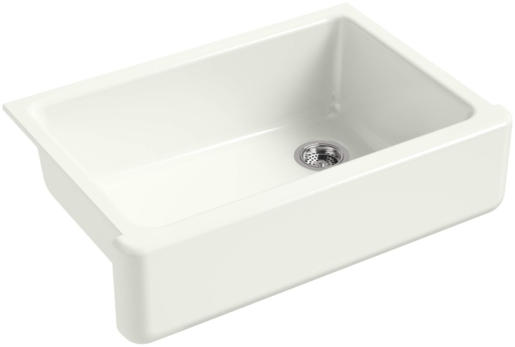 KOHLER Whitehaven® 32-3/4" Farmhouse Self-Trimming Undermount Single-Bowl Kitchen Sink Undermount, Kitchen Sinks with Tall Apron, K-5827-NY, Dune