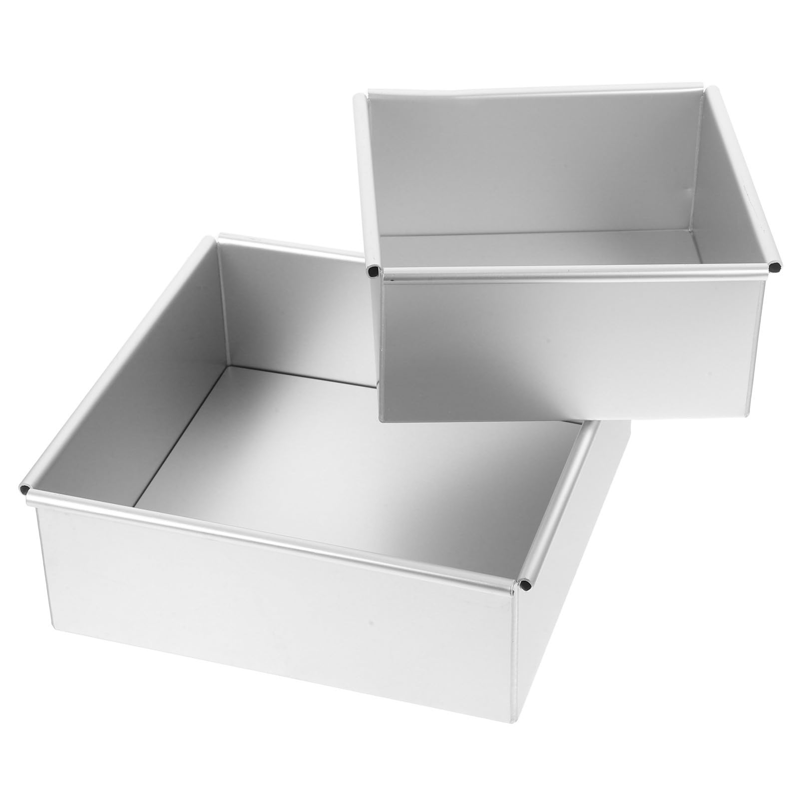 Molde para Hornear Cuadrado Pequeño de Aleación de Aluminio, 2 Piezas | Base Desmontable, Color Plata, Limpieza Fácil, para Restaurantes y Cocinas Profesionales