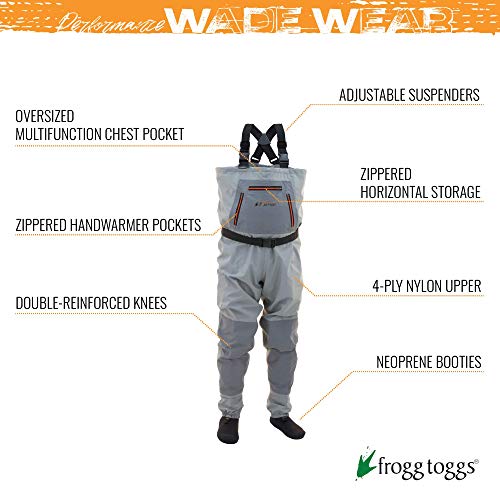 Frogg Toggs Hellbender Breathable Stockingfoot Chest Wader, Stout, Slate Gray, Size Large Stout