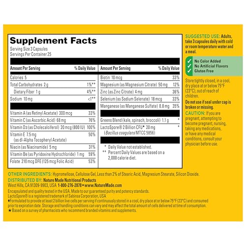 Nature Made Super Greens with Probiotic Capsules, 75 Capsules - image 8