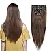 Clip in 100% Remy Human Hair Extensions Medium Brown 8"-24" Grade 7A Quality Full Head 8pcs 18clips Short Soft Silky Straight for Women Fashion 10" / 10 inch 70g , #4