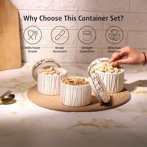 Image of SELVEL Airtight Storage Containers | BPA-Free, Food-Grade, Unbreakable Polypropylene | Multipurpose for Kitchen & Pantry | Space-Saving & Durable - Set of 3 (450ML Each) (Classic White)