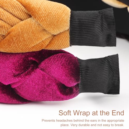 Image of DRESHOW Braided Headbands for Women Velvet Hair Hoop Elastic Criss Cross Hair Bands Accessories