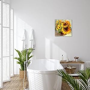 Fall Sunshine Sunflower Bathroom Decor Wall Art Farmhouse Kitchen Paintings for Wall Decorations Countryside Vintage Framed Canvas Artwork Printing Ready to Hang for Living Room Bedroom 13.4"x13.4" Fall Sunshine Sunflower Bathroom Decor Wall Art Farmhouse Kitchen Paintings for Wall Decorations Countryside Vintage Framed Canvas Artwork Printing Ready to Hang for Living Room Bedroom 134×134