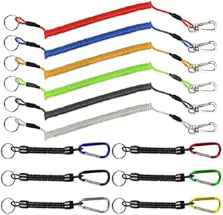 12 PCS Stretchy Spiral Keychain, Theft Proof Anti-Lost Stretchy Cord with Keychain, Retractable Steel Wire, Spiral Retractable Coil Spring Key Chain for Backpacks Wallets Keys, Mobile Phones