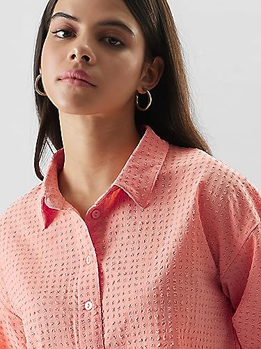 Image of The Souled Store Original Solids: Peach Women Oversized Shirts