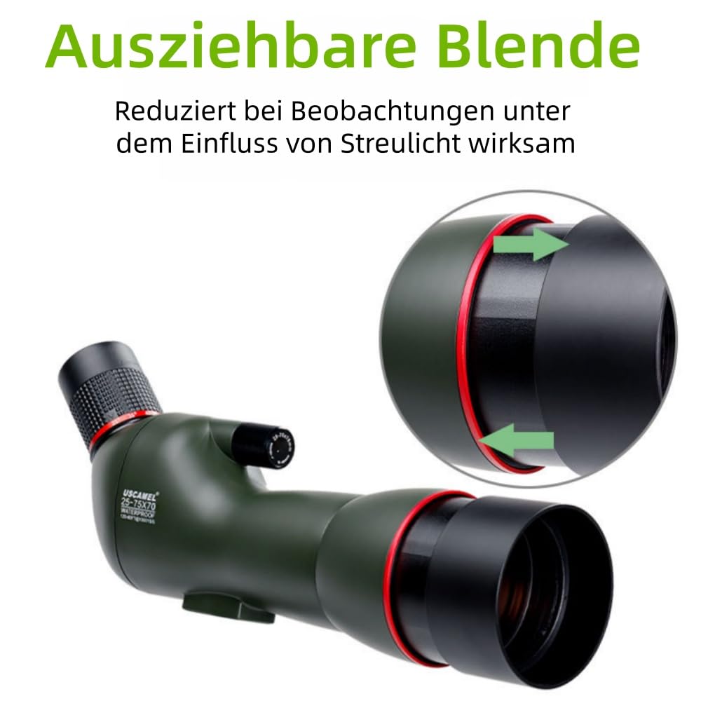 Norwiss Spektiv 25-75x70 mm Zoomobjektiv mit Stativ, Handy-Adapter & Tragetasche für Vogelbeobachtung