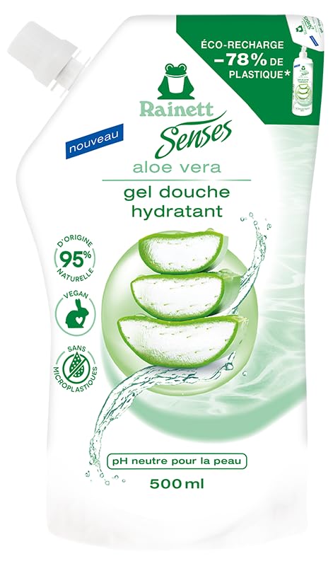 RAINETT Senses - Gel Douche Hydratant à l'Aloe Vera - 95% d'Ingrédients d'Origine Naturelle - Formule Vegan - Gel Douche pH Neutre Pour La Peau -...