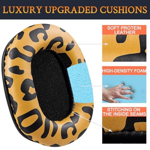 Image of SOULWIT Earpads Replacement for Audio Technica ATH M50X M50XBT M50RD M40X M30X M20X MSR7 SX1 Monitor Headphones, Ear Pads Cushions with Softer Protein Leather, High-Density Foam - Tiger Stripe