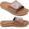 KuaiLu Leren sandalen voor heren, plantar fasciitis, boogondersteuning, atletische slide-sandalen voor mannen…