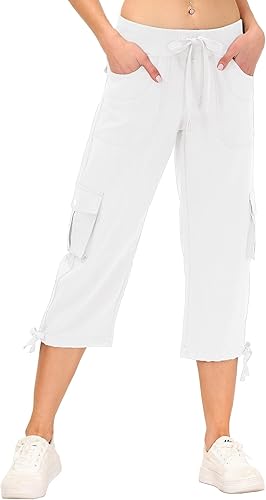 Miniatura 2 de MoFiz - Pantalones de senderismo tipo cargo y capri para mujer, ligeros, de secado rápido, al aire libre, deportivos, para viajes, casuales,