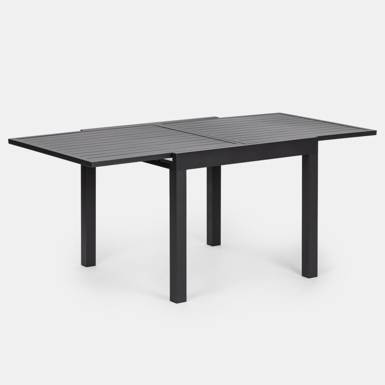 Totò Piccinni Tavolo VULCANO Allungabile in alluminio quadrato 90/180x90x75h ideale per giardino con piano a doghe dal design moderno (Antracite, Tavolo 90/180x90x75)