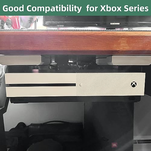 Image of Under Desk Storage Mount Compatible for Xbox Series S,Under Desk Holder Compatible for Xbox One S /X,Xbox 360,Metal Under Desktop Storage Mount,Desktop Mini PC Holder