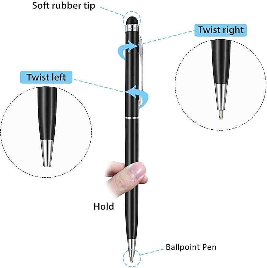 Image of Personalised Ballpoint Pen with Stylus, Pack of 2, Ink: Blue