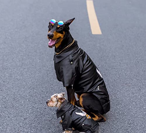 Großer Hundemantel PU Lederjacke Luxus Weicher Hund Parka Mantel Herbst Winter Wasserdicht Mantel Sport Oberbekleidung Kleidung für Kleine Mittlere Hunde (Farbe : Schwarz, Größe : L-L)