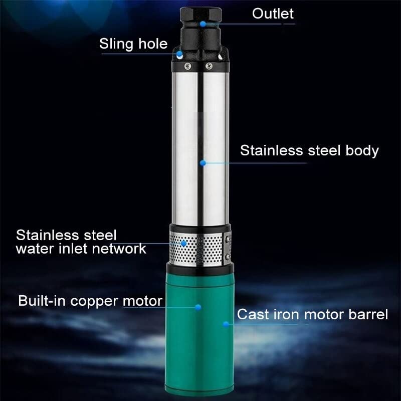 Image of FLOJOY Asian Pumps & Machineries Dc 24V 250W Solar Submersible Water Pump For Openwell & Borewell High Flow 3000-4000 L /Hr, 6 Impeller Pump Outlet 50Mm (3 Nozzle 1, 1.5 & 2 Inch) 90-100 Feet