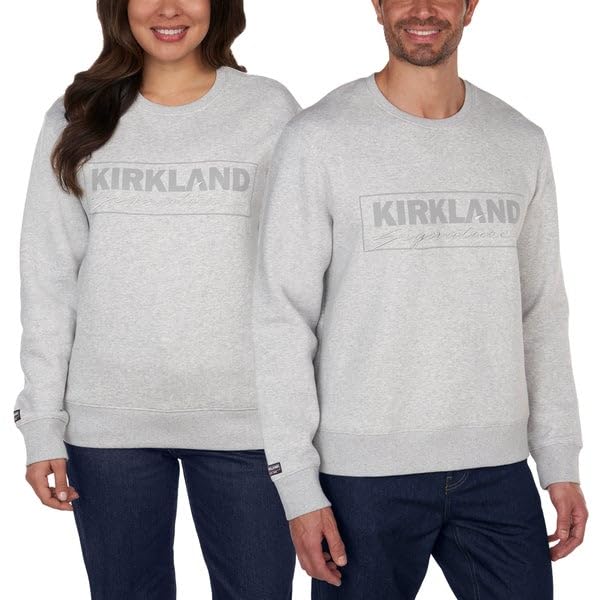 Kirkland Signature Unisex Logo Crewneck Sweater Fleece (Gray, XXXL (3X Men), XXXXL (4X Ladies))2