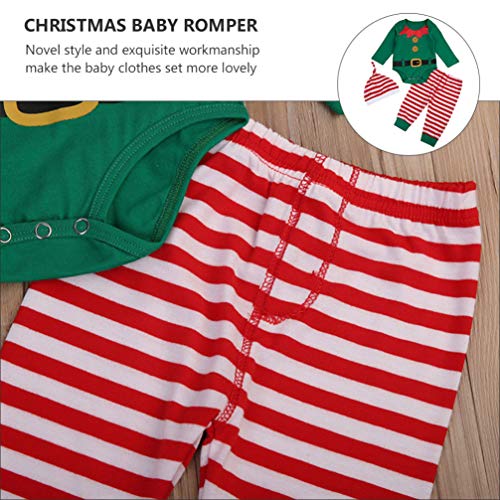 ABOOFAN 3 stuks Baby Kerst Elf Outfit Elf Romper Hoed Broek Set Pasgeboren Baby Kerst Fotografie Prop Kostuum Outfits voor Baby Baby Peuter - Maat 70 - Afbeelding 7