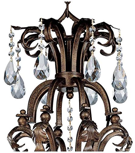 Regency Hill Iron Leaf Roman Bronze Large Chandelier 34" Wide Two Tier Crystal Droplet Creme Smoke Glass 12-Light Fixture Dining Room House Foyer Kitchen Island Entryway Bedroom Living Room #TOP4