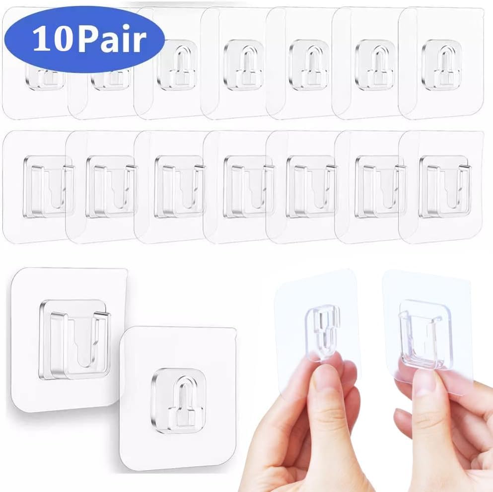 Image of Boniry Hooks for Wall Without Drilling, Self Adhesive Wall Hooks for Hanging Strong, Durable & Easy-to-Install Wall Hooks for Home & Office - No Tools Required, (10, Double Side)