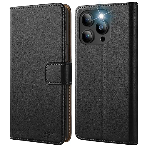 HOOMIL Handyhülle für iPhone 14 Pro Max, Premium Leder Klappbar Hülle, mit Kartenfach & Standfunktion, Unterstützt Kabel...