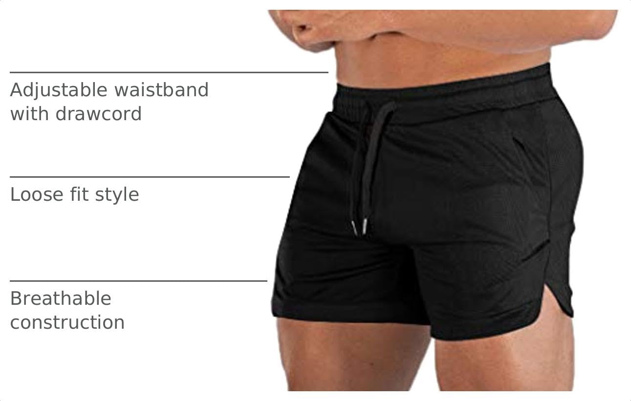 FLYFIREFLY Men's Gym Workout Shorts Running Lightweight Athletic Short Pants Bodybuilding Training image 4