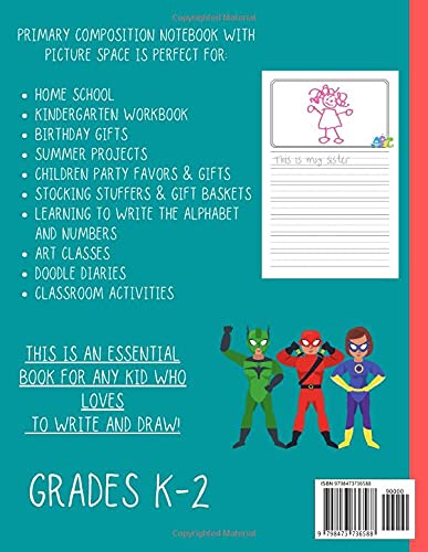 Draw and Write Primary Story Journal Superheros: Primary Composition Book to Draw and Write, Creative Picture Notebook for Preschool and Early School Stage for Handwriting Practice image 3