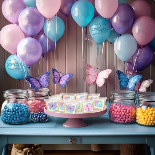 Image of Butterfly Cookies 24 Pack Party Favors Decorated Birthday | INDIVIDUALLY WRAPPED Sugar Cookies | Gift Basket Peanut & Nut Free Bulk