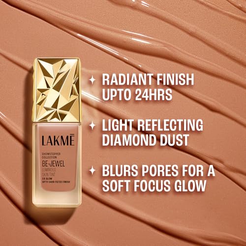Image of LAKME Be-Jewel Luminous Skin Tint, 25ml, for Radiant, Smooth and Luminous Finish, with Light-Reflecting Polymers, 24HR Filter-Like Wear, Foundation for Women Dry Skin, for Women - Neutral Honey